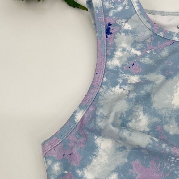 Wildfox | Blue & Pink Watercolor Tie-Dye Twist-Front Crop Tank Small New - Picture 7 of 13